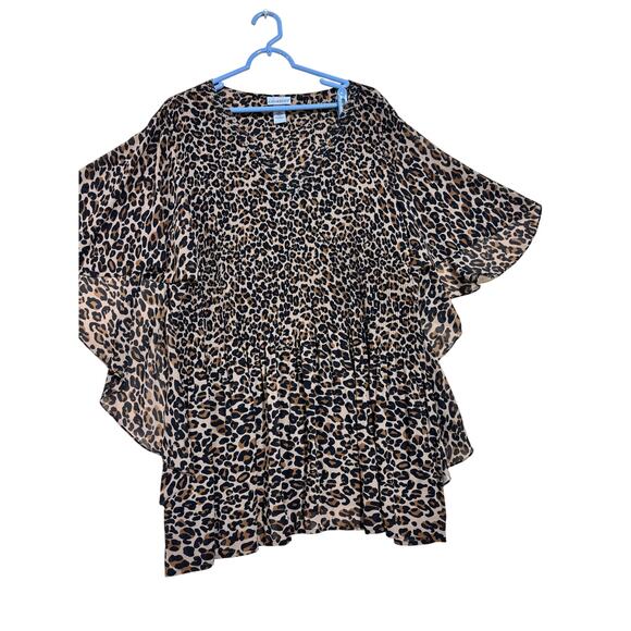 Catherines Plus Size 3X Tunic Top – Leopard Print, Pleated, Flutter Sleeves - Picture 7 of 7